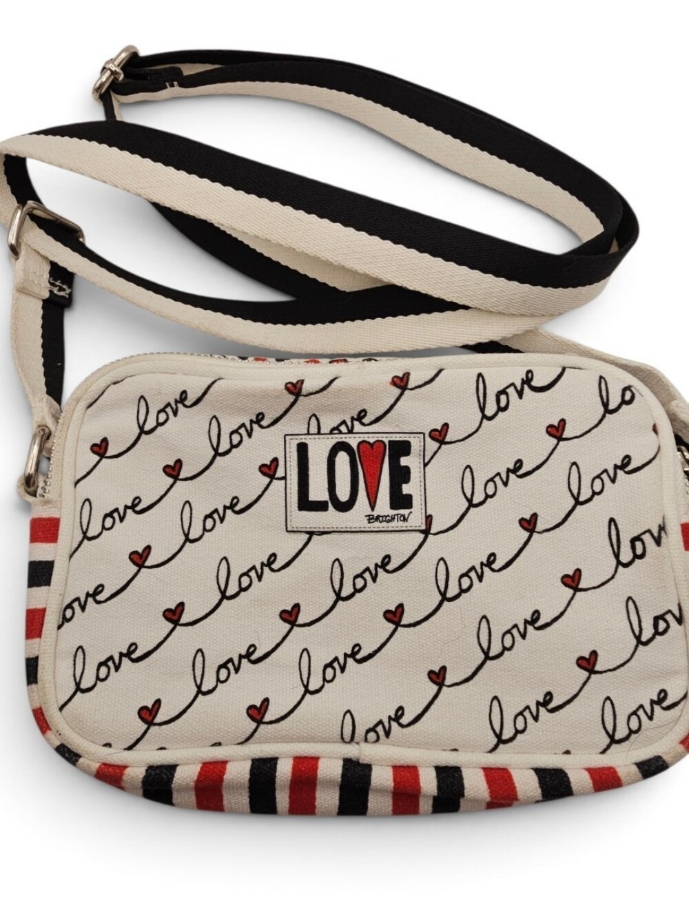 LOVE by Brighton White Crossbody Bag with Red & Black Accents